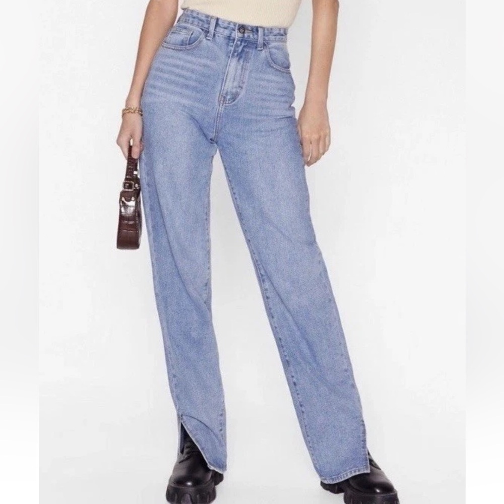 NWT Nasty Gal Slits Now Or Never Slit Jeans | Color: Light Blue | Size: US 4